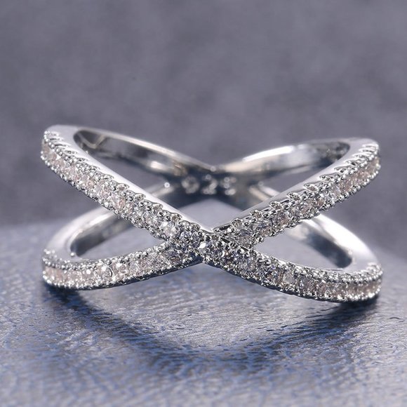 NEW 925 Silver Diamond Infinity Cross Ring - Picture 2 of 8